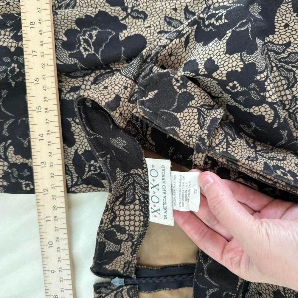 low rise‎ flare pants  Y2K xoxo black floral low rise flare pants size 13 -